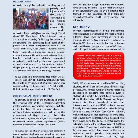 MEL Practice from ActionAid Nepal: Summary Findings of Evaluations