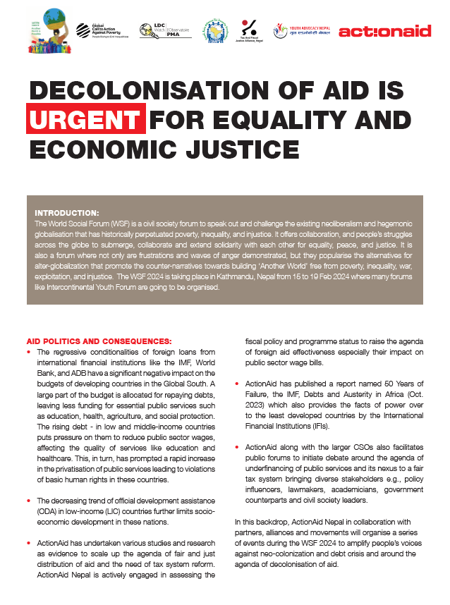 Publication cover: Decolonisation of aid is urgent for equality and economic justice