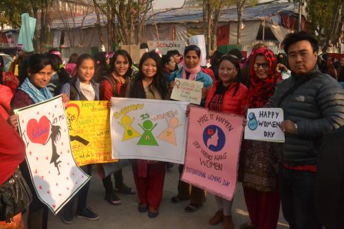 Marking International Women’s Day with a rally in Kathmandu.