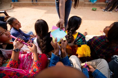 Youth in palpa practicing color analysis method