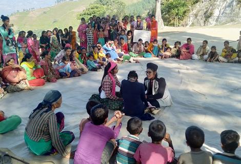 Youth performing street drama about child marriage
