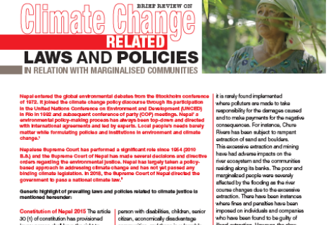 Climate Change Related Laws and Policies in Relation with Marginalised Communities