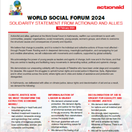 World Social Forum Solidarity Statement