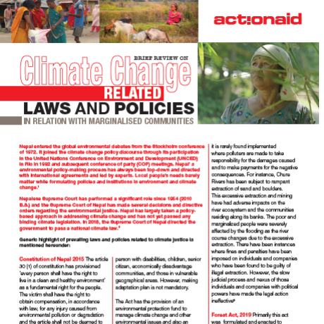 Climate Change Related Laws and Policies in Relation with Marginalised Communities