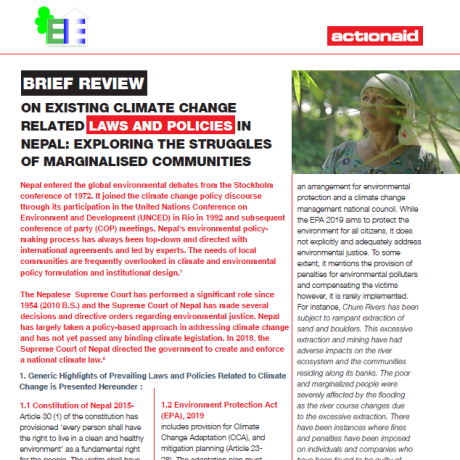 Brief Review on Climate Change Related Laws and Policies in Relation with Marginalised Communities