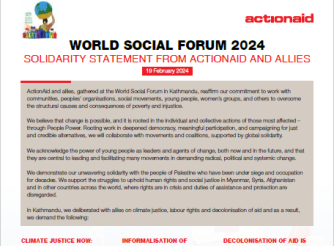 World Social Forum Solidarity Statement