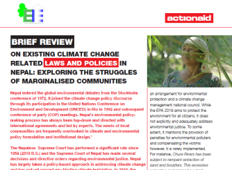 Brief Review on Climate Change Related Laws and Policies in Relation with Marginalised Communities